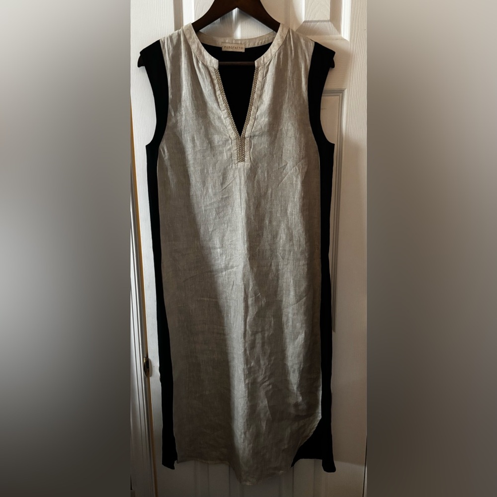 Purotatto Sleeveless Linen Midi Dress